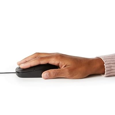 Amazon Basics 3-Button USB Wired Mouse – Optical Tracking & Scroll Wheel | Standard, Black