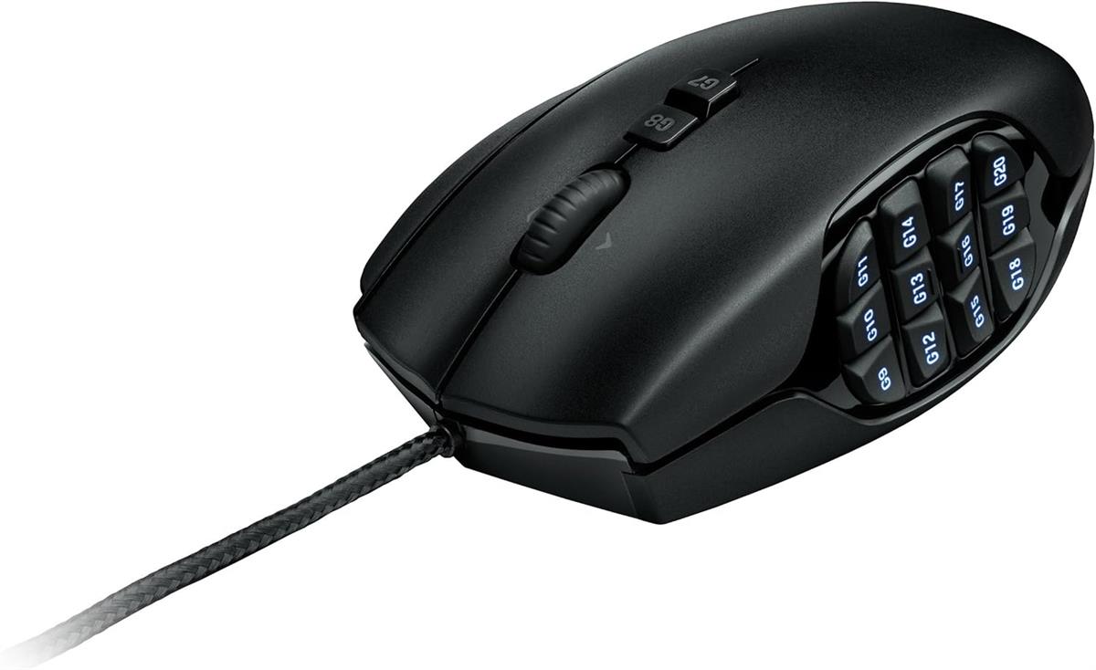 Logitech G600 MMO Gaming Mouse – RGB Backlit | 20 Programmable Buttons | Black