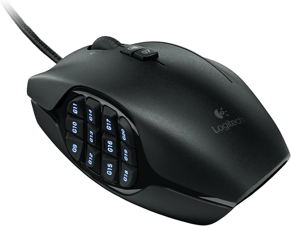 Logitech G600 MMO Gaming Mouse – RGB Backlit | 20 Programmable Buttons | Black